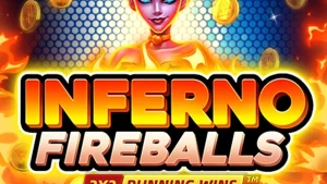 Tampilan visual slot Inferno Fireballs dengan tema api yang intens
